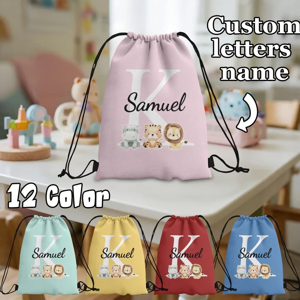 Zaino Personalizzato Durevole - Borsa con Coulisse Personalizzabile con Iniziali, Testo/Message Fai-da-te, Gadget per Feste di Compleanno, Regalo di Natale