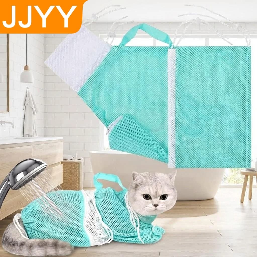 Borsa Regolabile in Rete per Toelettatura Gatti, Sicura per la Pulizia e la Cura delle Unghie, Accessori Anti-Graffio per la Toelettatura degli Animali Domestici