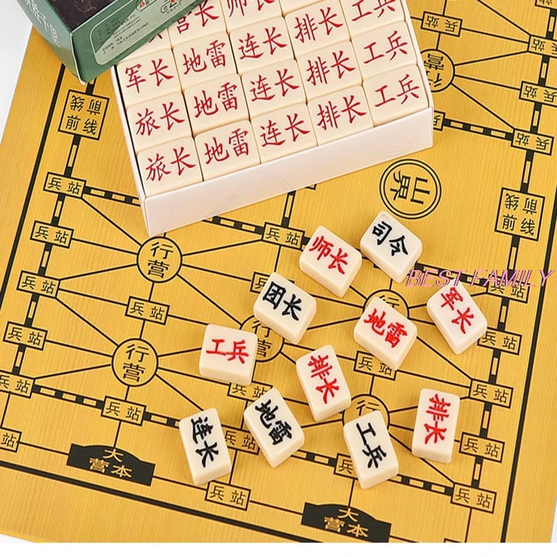 Gioco da tavolo Junqi, classico gioco cinese di guerra di battaglia terrestre, scacchi da combattimento dell'esercito di backgammon, gioco di puzzle per bambini Kriegspiel