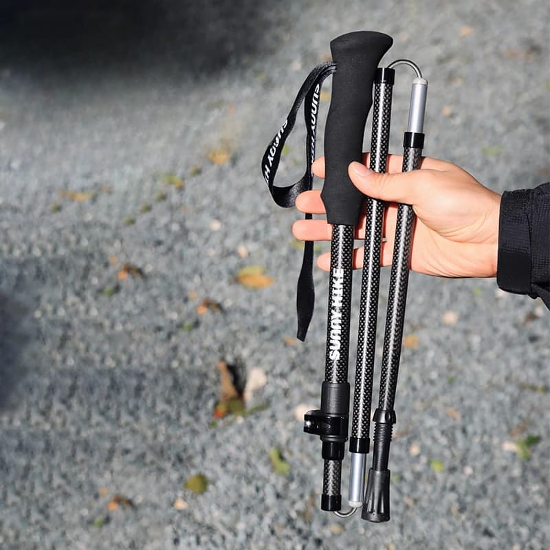 Five Section Foldable Trekking Stick Carbon Fiber Outdoor Equipment Anti-Slip Mountaineering Equipment with Ultralight Portable Trekking Rod