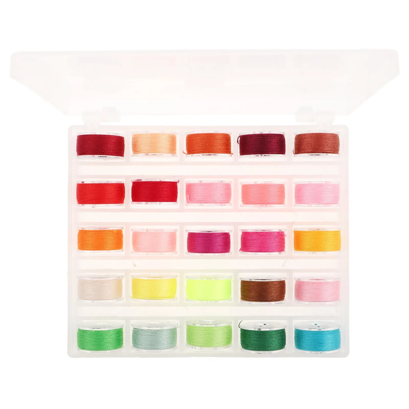 25Pcs Plastic Sewing Bobbins in Clear Storage Box for Home Sewing Machines Bottom Thread Monitoring Prewound Bobbin Thread Kit