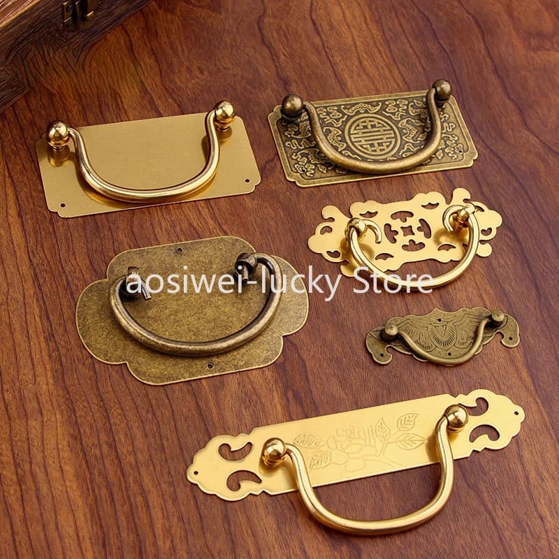 Nuove maniglie per mobili vintage in ottone stile cinese Maniglie vintage dorate per armadi e cassetti Maniglie curve per armadi