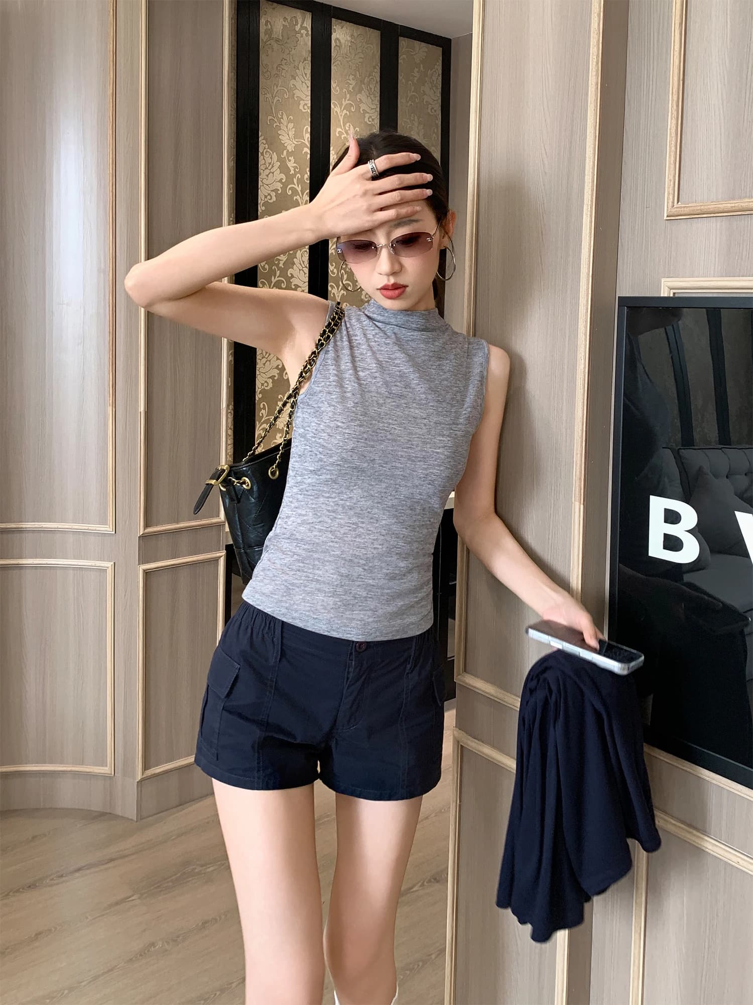 Shorts da Lavoro con Tasche Stile American Hot Girl, Versatili per Sport e Fitness, Modellanti, Hot Pants Casual a Vita Alta
