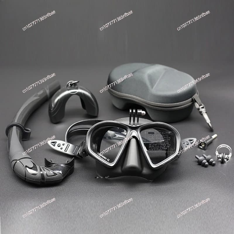 Low Volume Apnea Mask, Tempered Glass Snorkeling Mask with Diving Camera Support and Snorkeling
