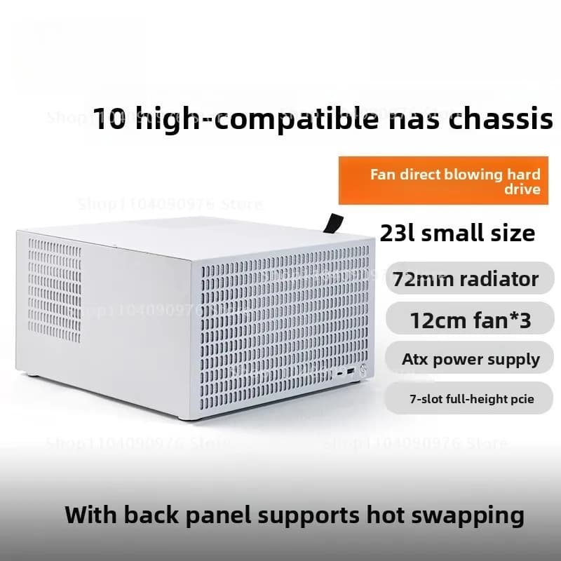 Chassis NAS B10 a 10 alloggiamenti, ATX, alimentatore di grande potenza, PCIe a tutta altezza, nero, Gruppo Sunshine, servizio di archiviazione AIO, chassis vuoto