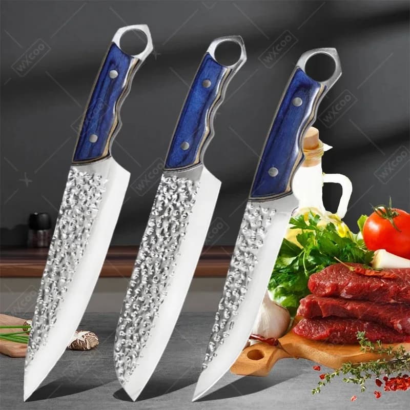 WXCOO Forged Chef's Stainless Steel Slicing Knives Kitchen Knife Sander Paring Wood Handle Boning Knife BBQ Tool Fruit