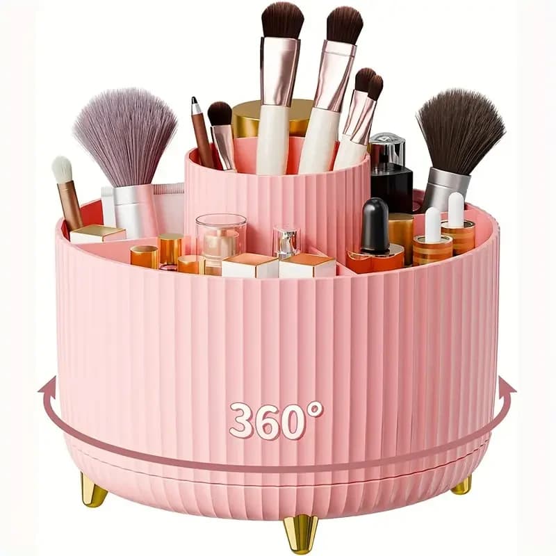 360 ° Rotating Storage Box for Makeup Tools Organizer Table Organizer Cosmetic Brushes Lipstick Eyebrow Pen Holder Jewelry Container