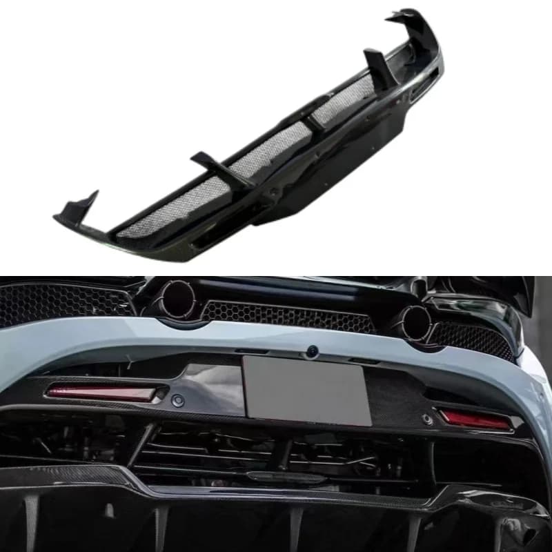 Kit Carrozzeria Diffusore Posteriore Centrale in Fibra di Carbonio Stile RYFT per McLaren 720S, Labbro Centrale Paraurti Posteriore Piccolo Surround