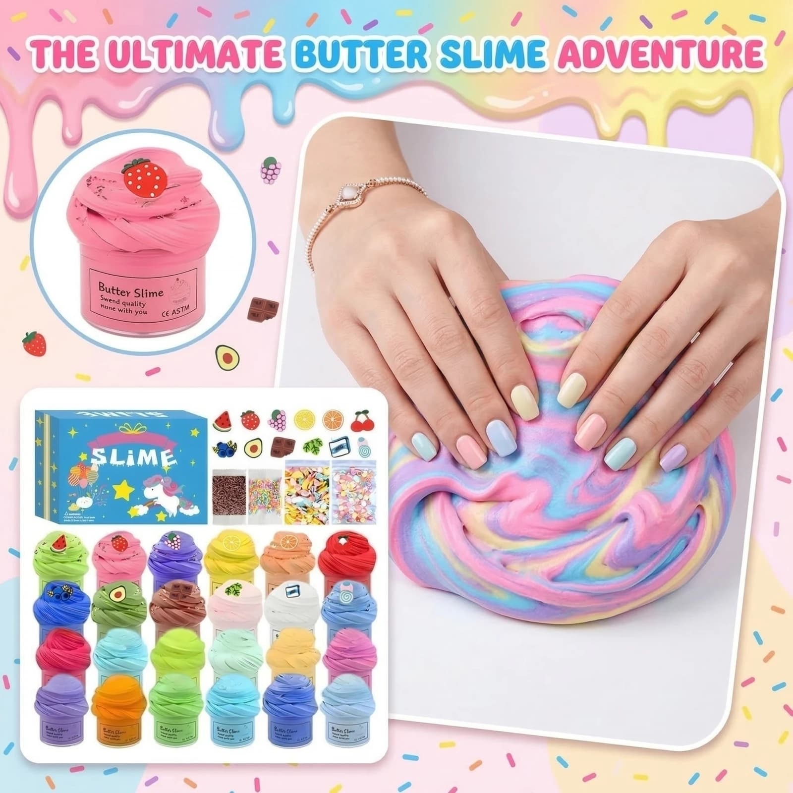Kit Slime Burro: Giocattolo Sensoriale Fai-da-te di Tendenza, Antistress, Divertente e Creativo, Set Avventura Definitivo