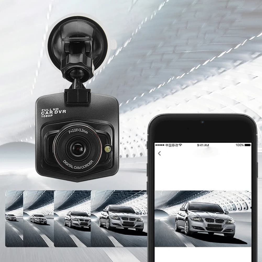 Dash Cam with HD 1080P suction cup, DVR Recorder for Cars with Night Vision, Loop Recording, 2.4 Inch LCD Screen, Motion Detection and G-Sensor