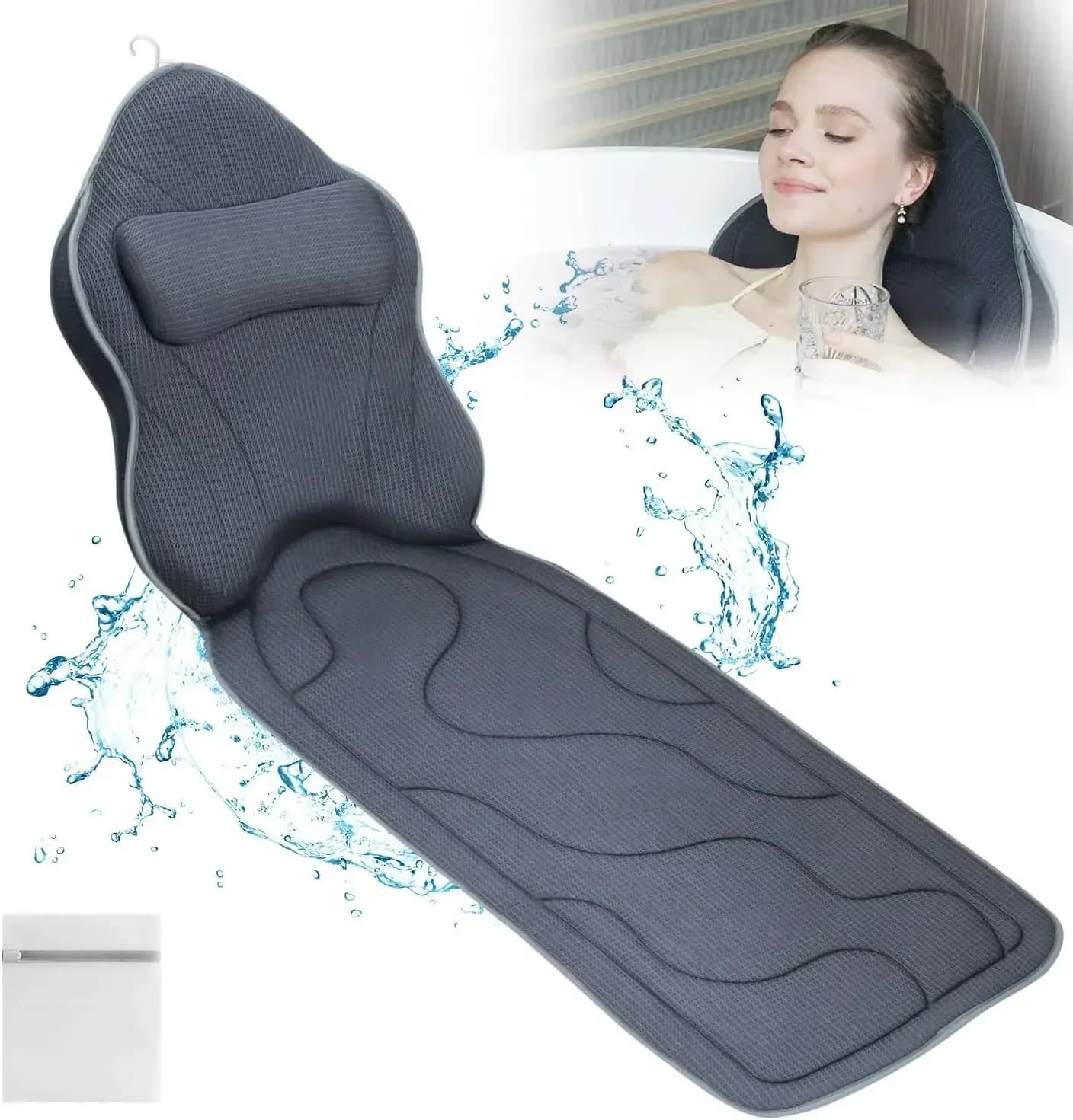 Cuscini e Tappetini Lussuosi e Spessi per Vasca da Bagno, Supporto per Testa, Collo e Spalle, Comfort e Relax, Accessori Spa