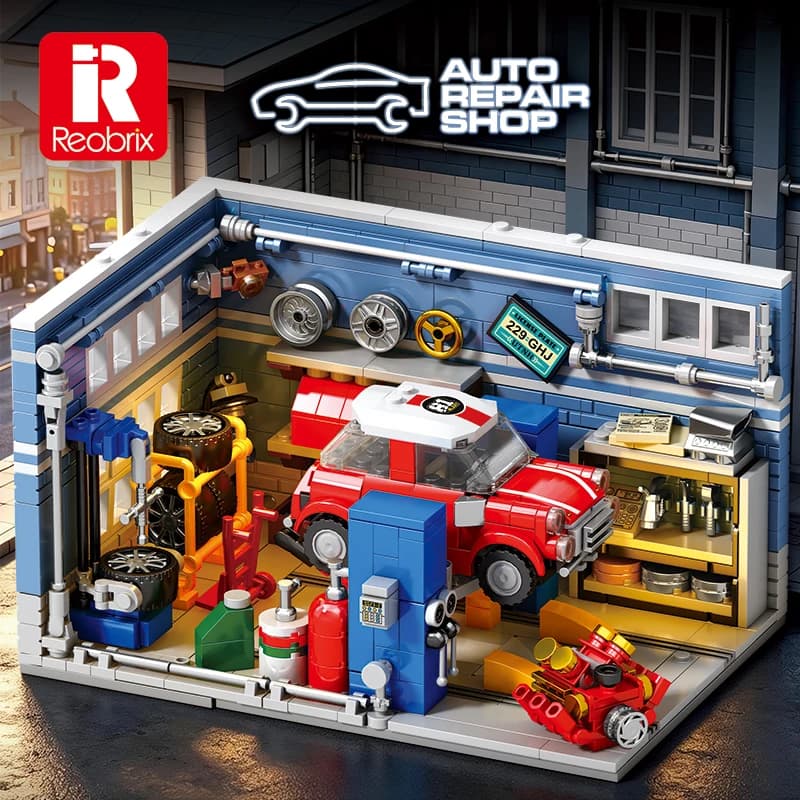 746PCS Mini Auto Repair Car Shop Building Blocks City Garage Scene Model Bricks Desktop Ornament Assembly DIY Toys Holiday Gifts