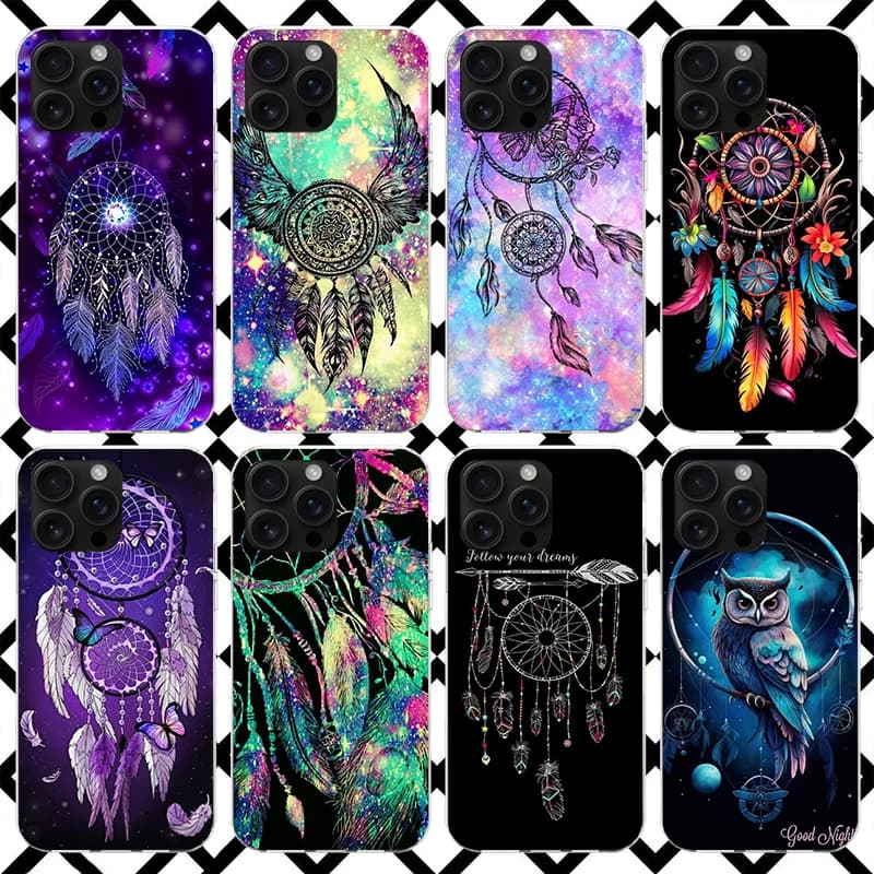 Retro Feather Dreamcatcher Phone Case for iPhone 17 Air 16 16E 15 14 Plus 13 Mini 12 11 Pro Max 7 8 + SE 2020 Soft Cover Fundas