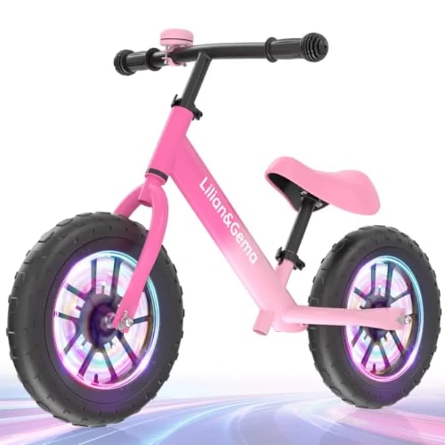 Children's Balance Bike Colorful Lighting 12' Balance Bikes for 2-5 years with Adjustable Seat Handlebar Baby Gift Bikes