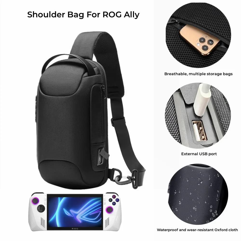 Zaino con spallacci ammortizzanti per Asus Rog Ally, con tasche, borsa da viaggio e per la casa, valigia per accessori Switch