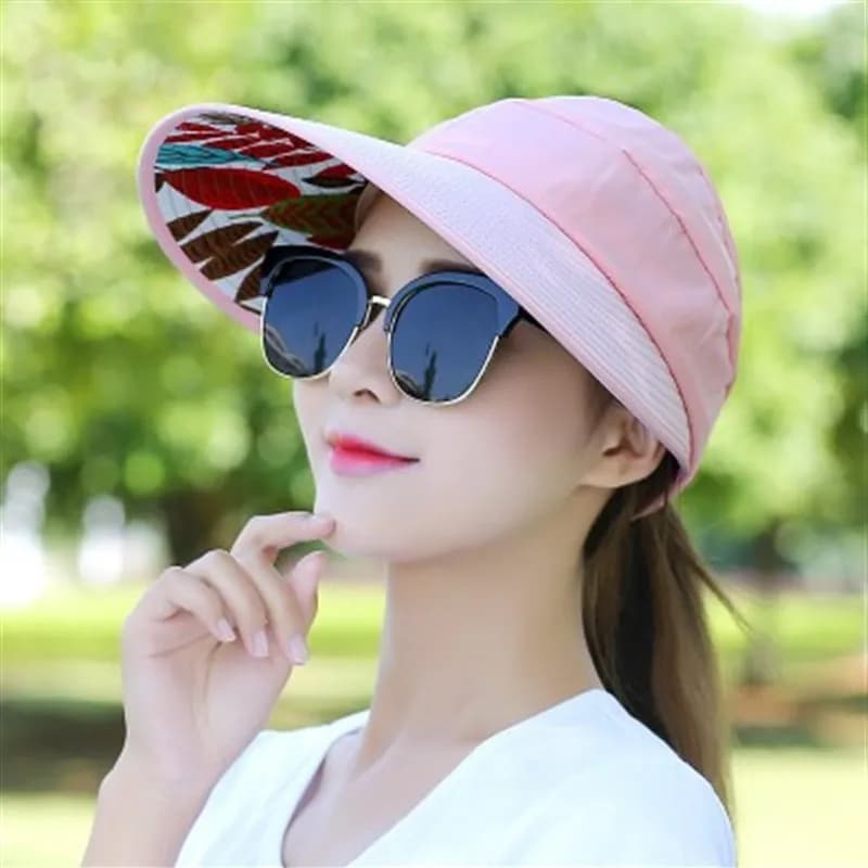 Women's Summer Sun Hat Travel Cycling Face Protection Korean Style Trendy Wide Brim Hat Student Sunshade Cap Active