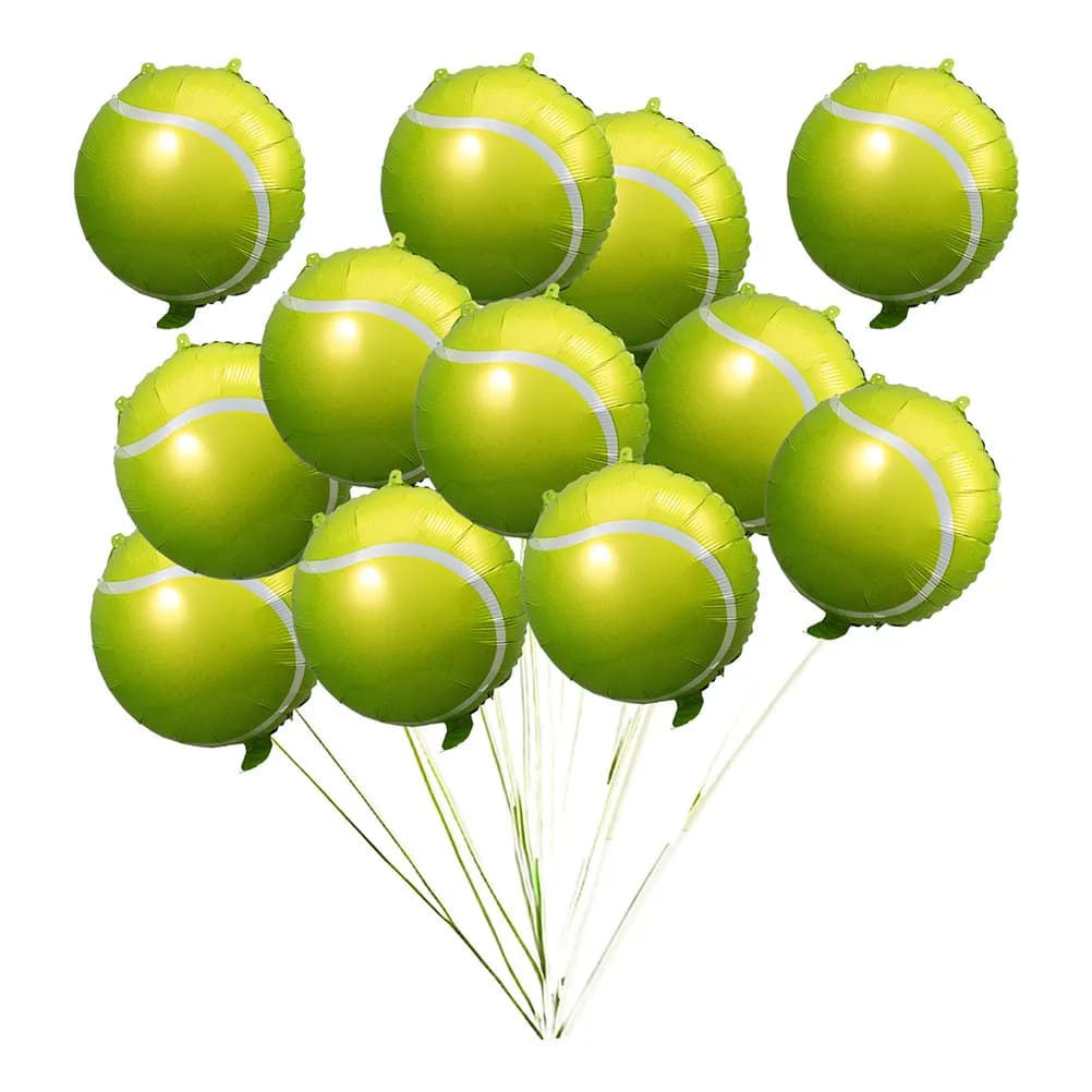 Set di 12 Palloncini Giganti a Forma di Palla da Tennis, Decorazioni Riutilizzabili in Foil per Feste, Compleanni, Piscina, Estate, Palloncini Appesi a Tema Sportivo