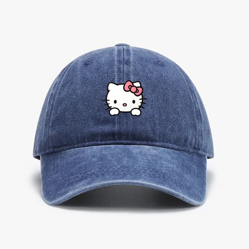 Sanrio Hello Kitty Print Baseball Cap for Women Men Summer Adjustable Sun Hat Cute Retro Sunbonnet Adult Headgear Birthday Gift