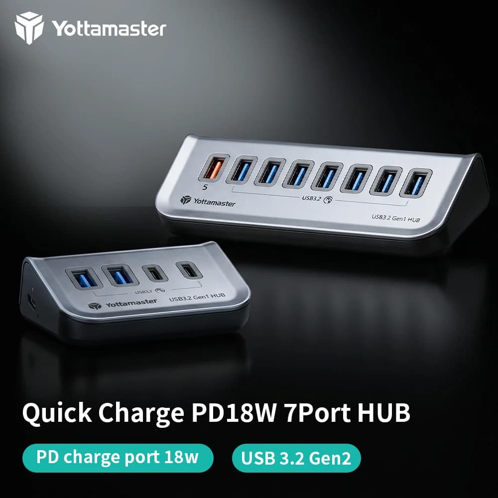 Hub USB Yottamaster, Splitter USB 3.2 10Gbps, Adattatore Tipo C Multiporta, Docking Station USB 3.0 per Surface, Macbook, Laptop, PC