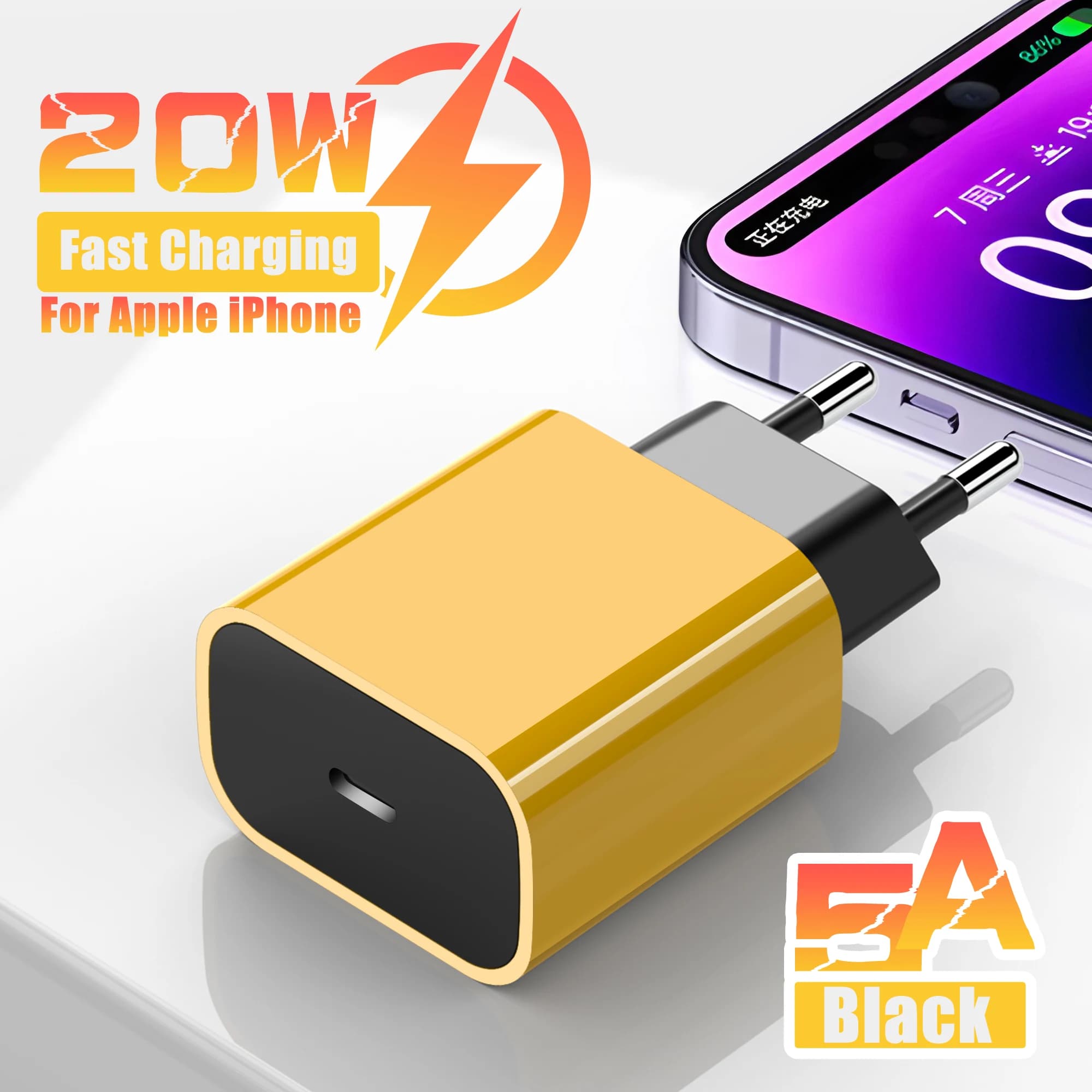 Caricatore rapido PD 20W per iPhone 14 13 12 11 15 16 Pro Max Caricatore del telefono per iPhone 15 16 Plus Cavo USB C Linea dati di ricarica rapida