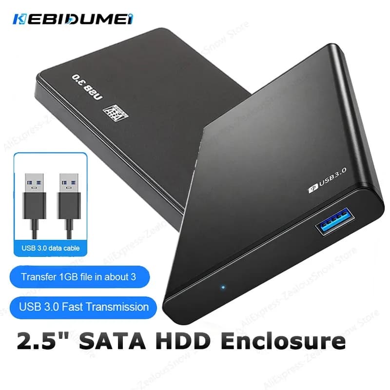 KEBIDUMEI 2.5'' External Hard Drive Enclosure USB 3.0 to SATA 5Gbps High Speed Hard Disk Case for 2.5 inch 7mm 9.5mm SATA HDD