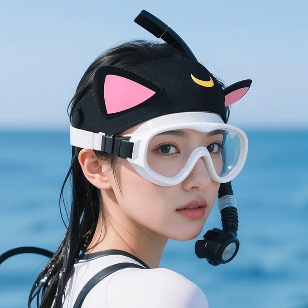 Cat Earrings 3 mm neoprene dive belt Adjustable hair band for dive Animated cartoon diving cap for underwater diving