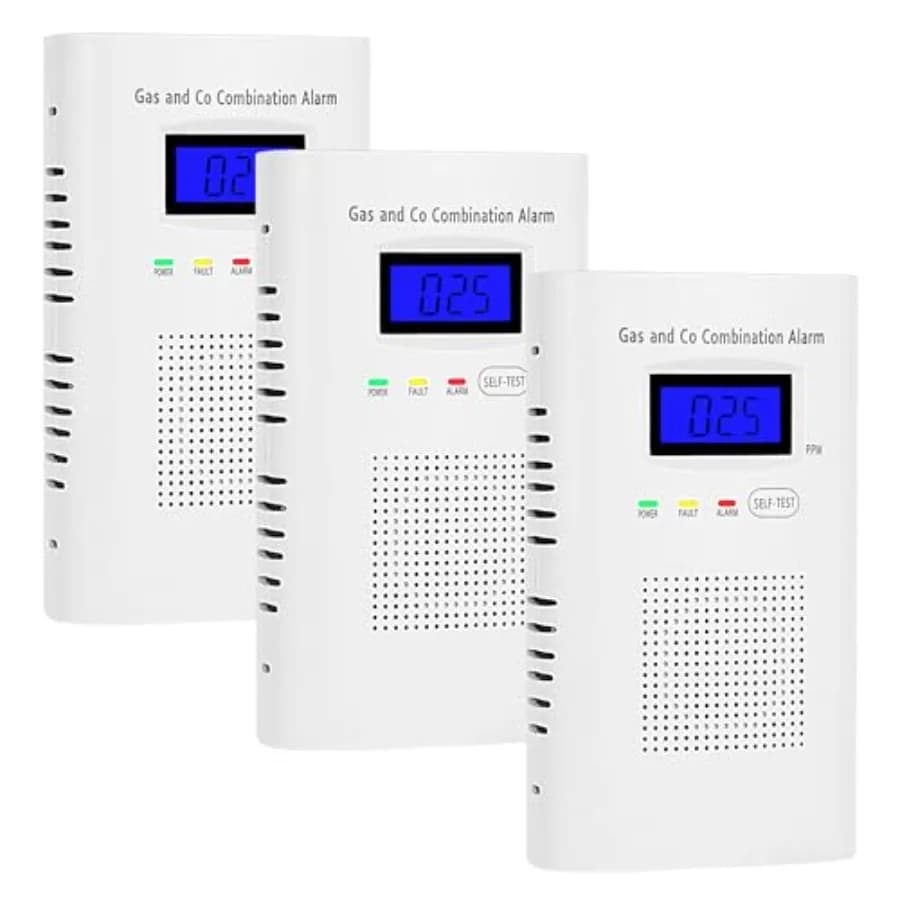Set di 3 Rilevatori Combinati di Gas e Monossido di Carbonio, Allarme Monossido di Carbonio e Rilevatore di Gas Naturale da Collegare alla Presa, per Propano e Metano
