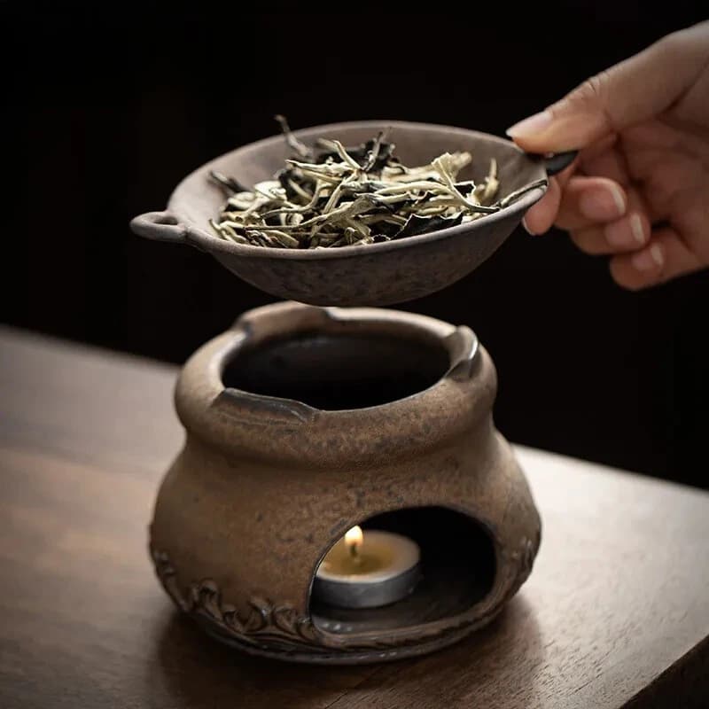 Handmade Gilded Tea Warmer Stove Household Flavoring Tea Leaf Rack Japanese Candle Heater Fried Tea Fire Stoves Teaware Cafes
