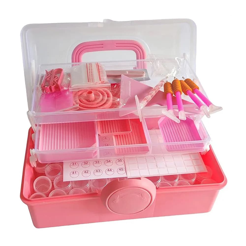 Diamond Painting Tool Kit Multi-Pen Applicator Set with Portable Storage Box Wax Clay And Sorting Trays for DIY Craft Projects