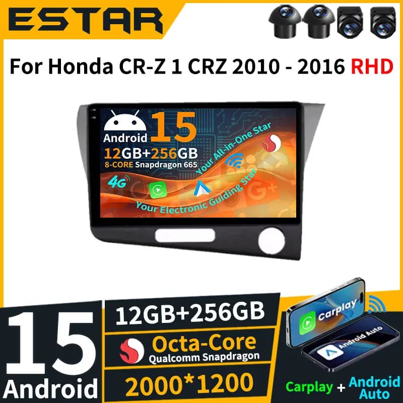 For Honda CR-Z 1 CRZ RHD 2010 - 2016 Android 15 Wireless Carplay Auto Stereo DTS Head Unit Car Radio Navigation Video Player RDS