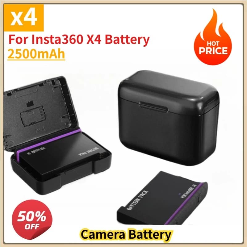 Nuova batteria di ricambio per batteria Insta360 X4 + custodia di ricarica rapida scatola di immagazzinaggio per accessori Insta 360 ONE X 4 2500mAh