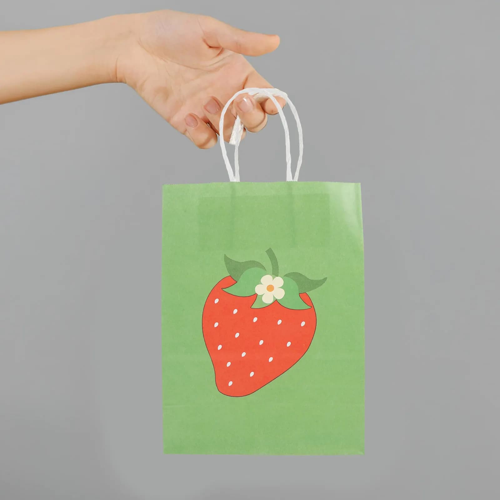12Pcs Strawberry Print Treat Bag Adorable Cartoon Fruit Design Multifunctional Snack Gift Carrier for Party Favors Baby Shower