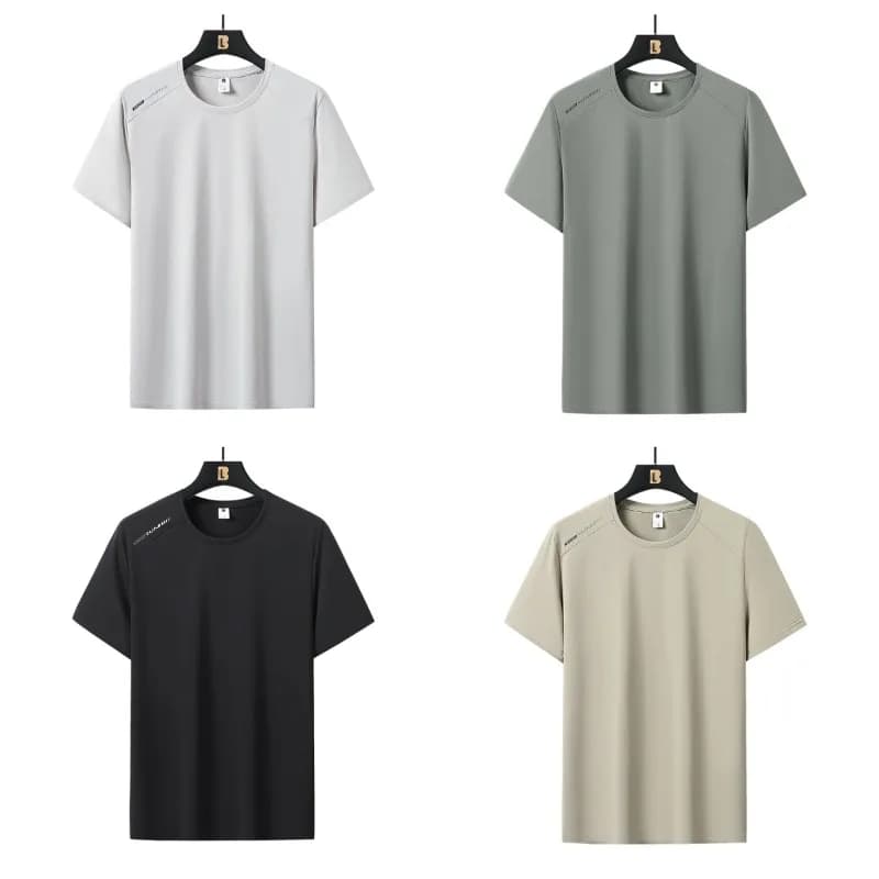 Breathable and Absorbent Men's Summer T-shirt, Casual and Trendy, for Open Tennis Training, Fast Drying, Ice Silk