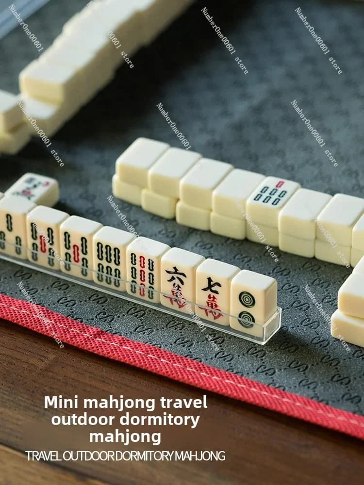 Mahjong Mini Portable Travel Internet Celebrity Mini Dormitory Dormitory Home Small Hand Playing Mahjong Tiles