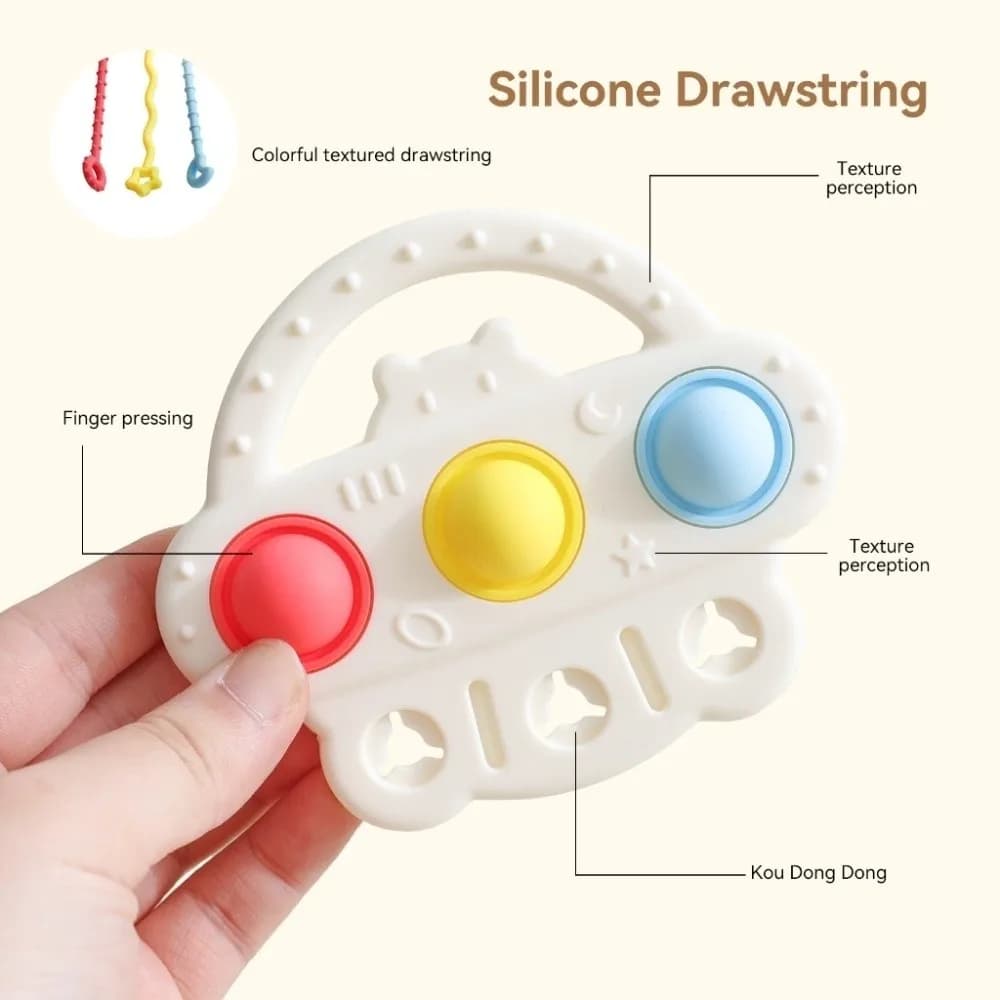 Durevole Silicone Pull String Educativo Bitable Bambini Massaggiagengive Giocattolo Sonaglio Lenitivo per 0-12 Mesi Cognizione Sensoriale