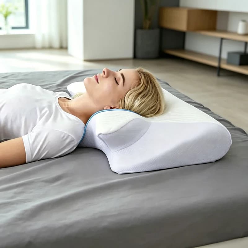 Cuscino Ergonomico 2 in 1 per il Supporto del Collo, Morbido Cuscino in Memory Foam, Design Ortopedico Sagomato per Alleviare la Pressione sul Collo