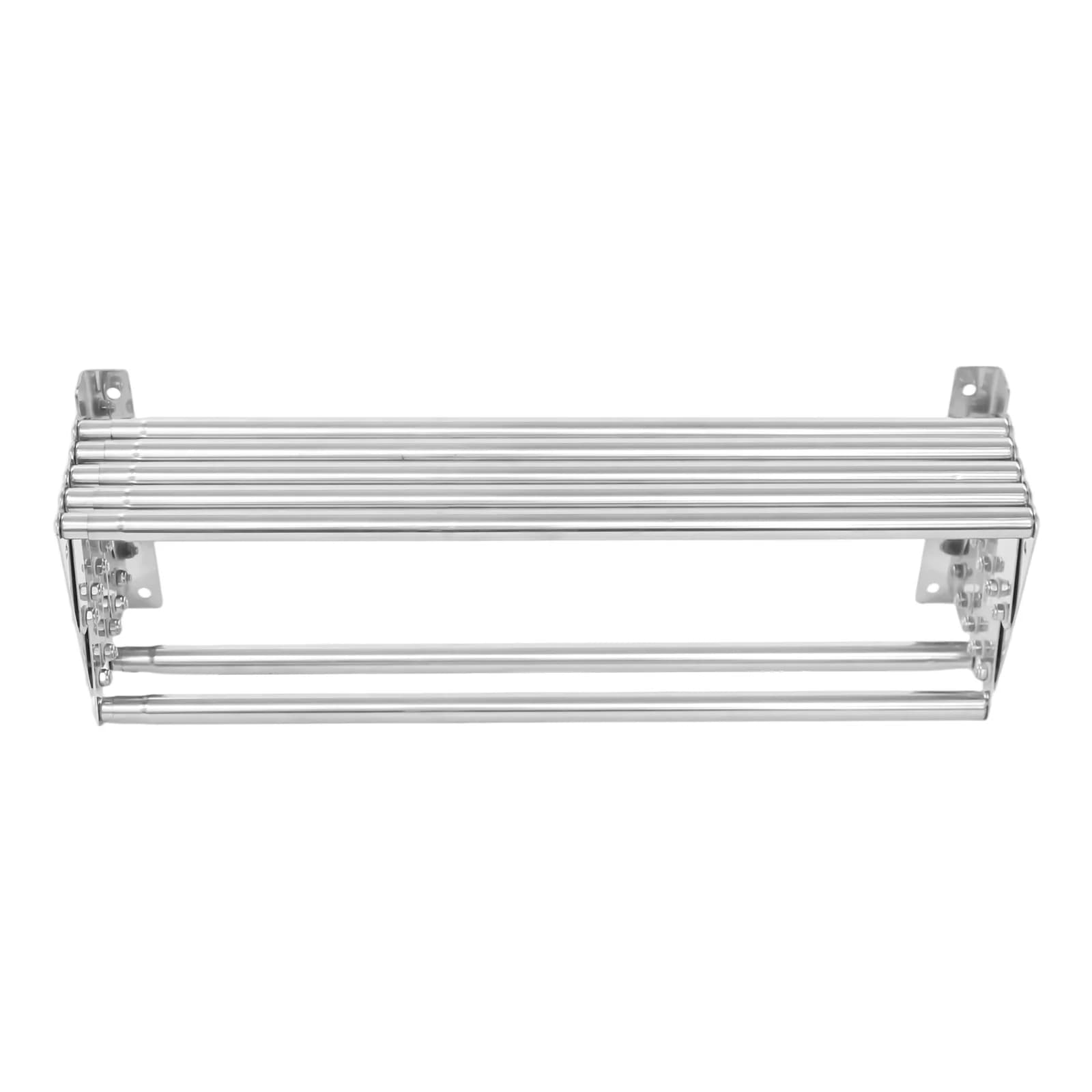 Wall Mounted Stainless Steel Retractable Towel Rack Expandable 5 Hanger Towel Bars Space Saving Bath Towel Drying Shelf Stable Wall Clothes Air Drying Holder For Bathroom Shower Towel Bathrobe Hanging Household Bathroom Storage Accessory