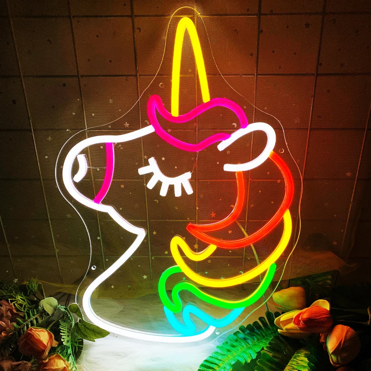 Unicorno Pony pattern Anime neon sign lettere a forma di cuore art neon sign, wedding light of love sign