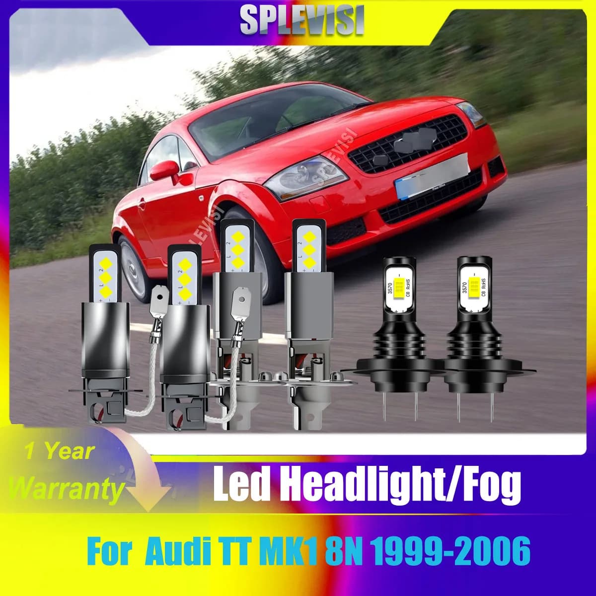 9-16v LED 6000K HID Bianco Auto Faro Fendinebbia Illuminazione notturna per tutte le condizioni stradali per Audi TT MK1 8N 1999-2006