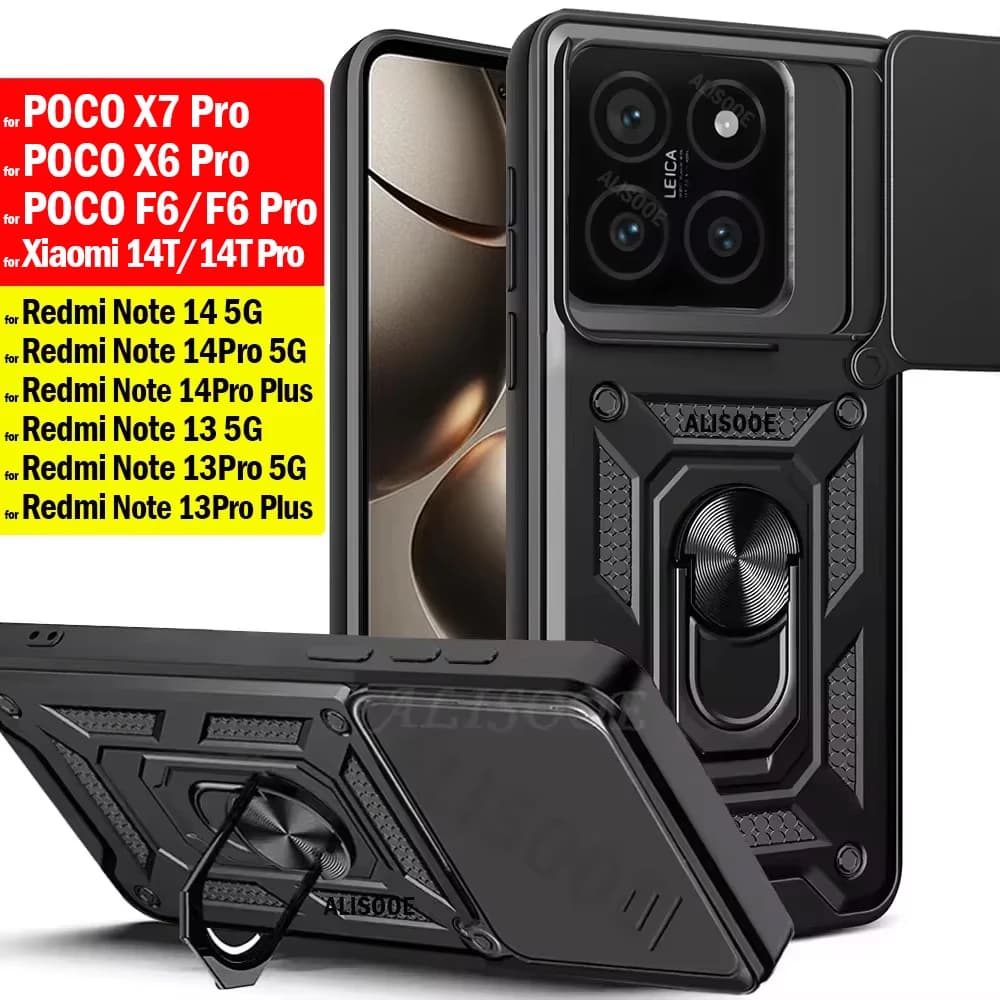 Per Xiaomi 14T Pro 13T POCO X7 Pro F6 X6 C65 Redmi 14C 13C Nota 14 Pro Plus 5G 13 Custodia per fotocamera scorrevole Proteggi supporto Cover Funda