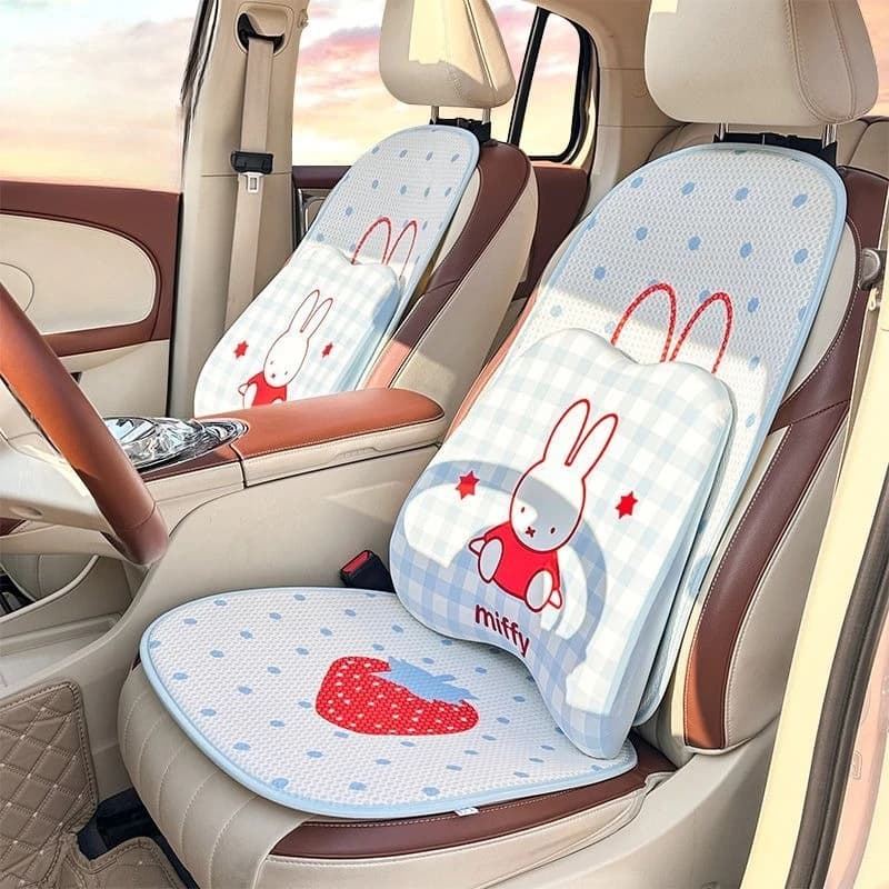 Nuovo Set di 7 Pezzi per Sedili Auto 2026, Miffy Blu, Traspirante in Rete, Carino, per Donne, Stile Kawaii