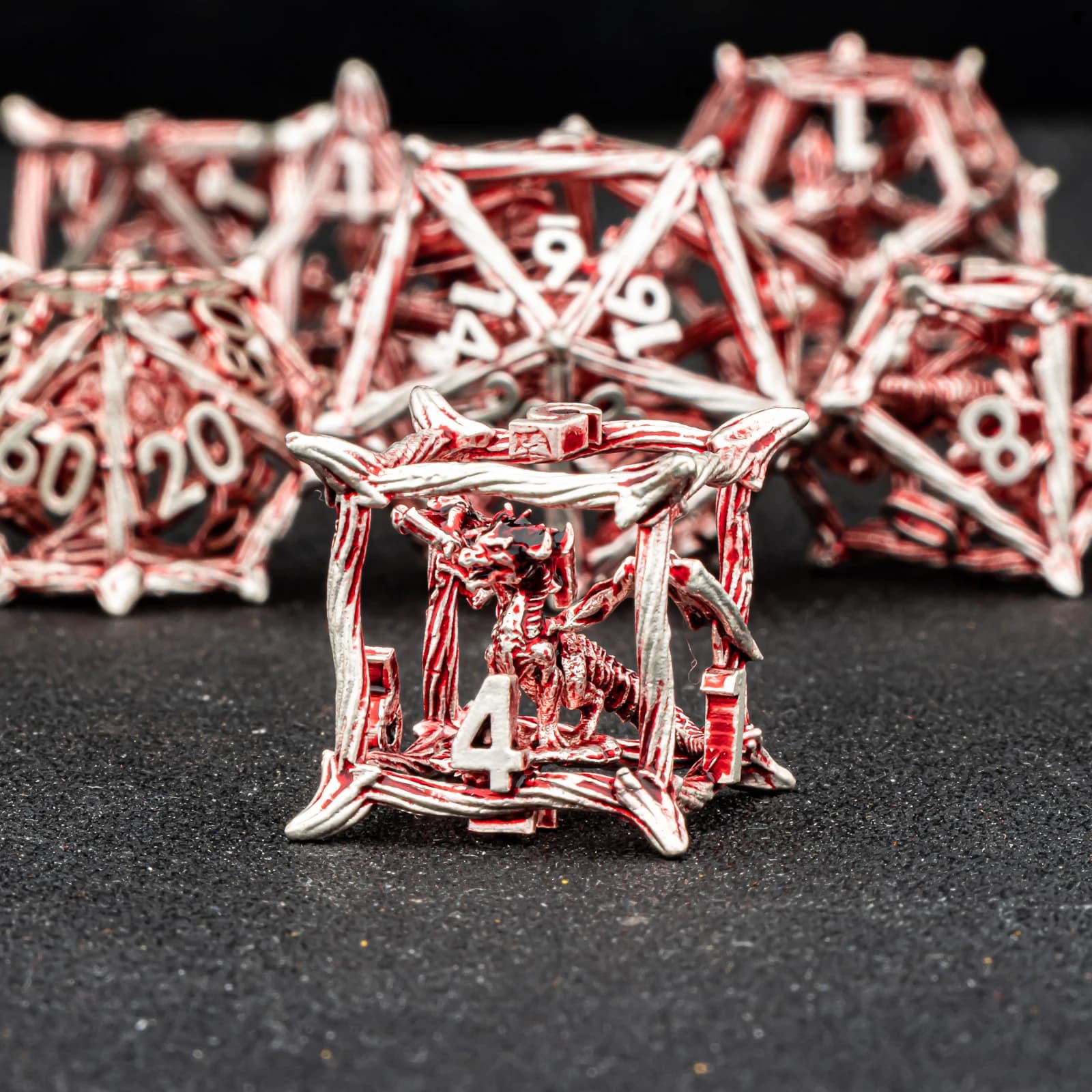 Set di Dadi Metallici a Forma di Drago per Dungeons and Dragons, Set di Dadi Poliedrici, Dadi D&D Traforati, Set Regalo