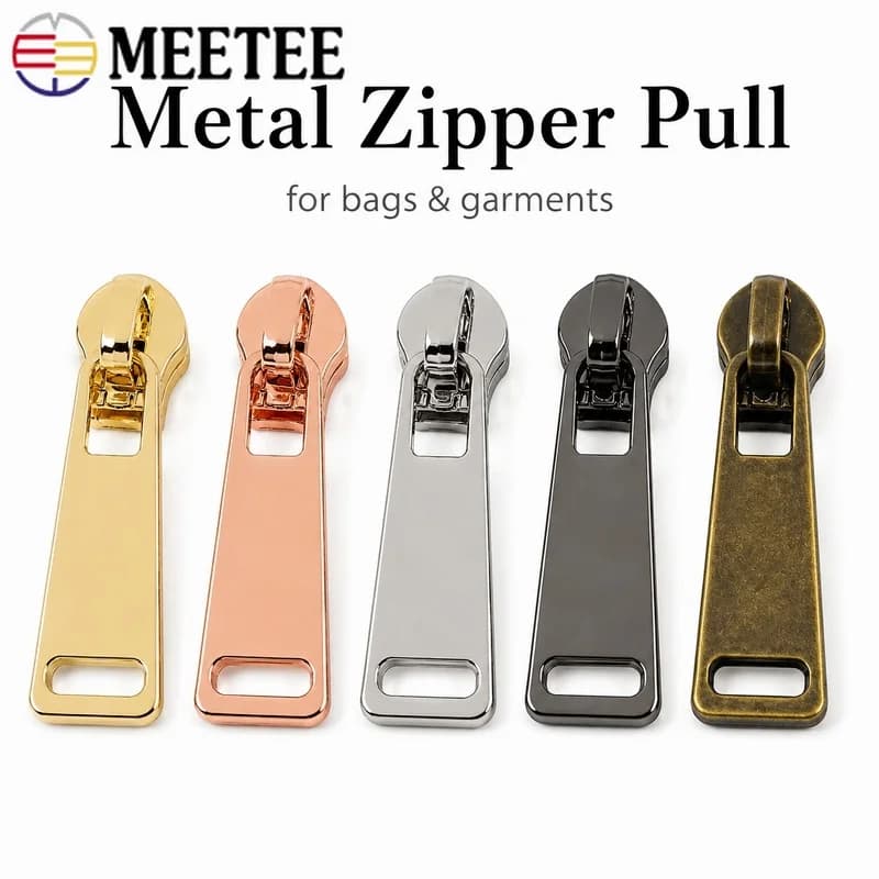 5-50Pcs 5# Zipper Puller Flat Tab Slider for Nylon And Metal Zips Bag Pocket Clothes Closure Repair DIY Sewing Craft Accessories