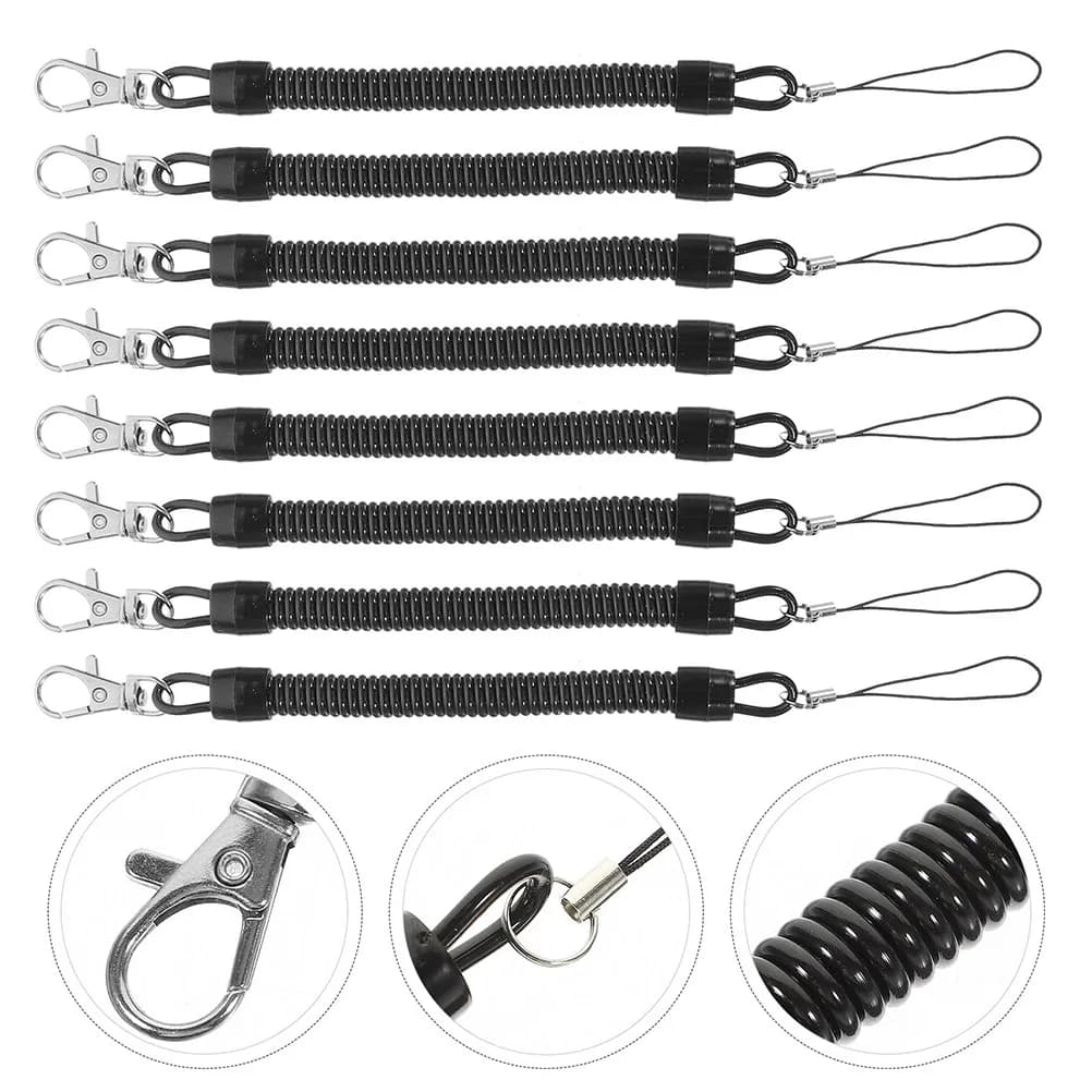 10 Pezzi Cordino da Pesca Retrattile a Spirale Resistente, Laccio di Sicurezza per Canna da Pesca, Accessori per Kayak e Paddle Board