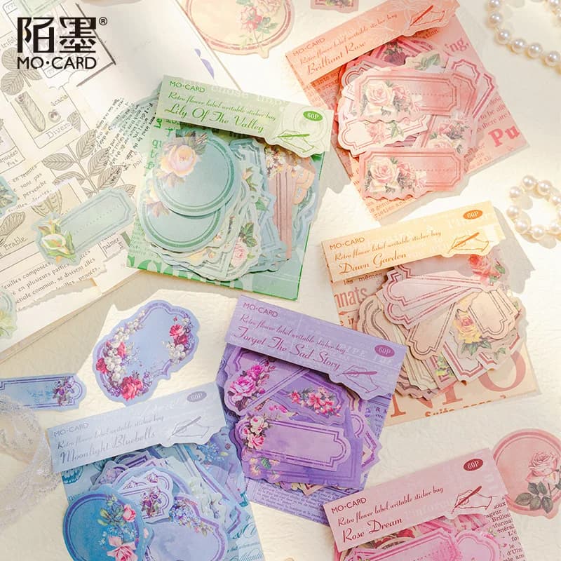 60pcs adesivi di cancelleria Kawaii etichetta da giardino diario spazzatura diario Planner adesivo Mobile decorativo Scrapbooking