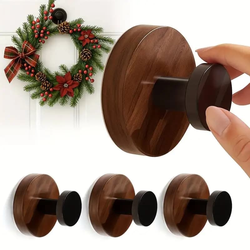 Walnut Wood Grain Pattern Rotating Suction Cup Hook for Bathroom, Kitchen, Entryway Wall Storage, Made of High-Quality Abs Material, No Drilling Required, Does Not Damage the Wall