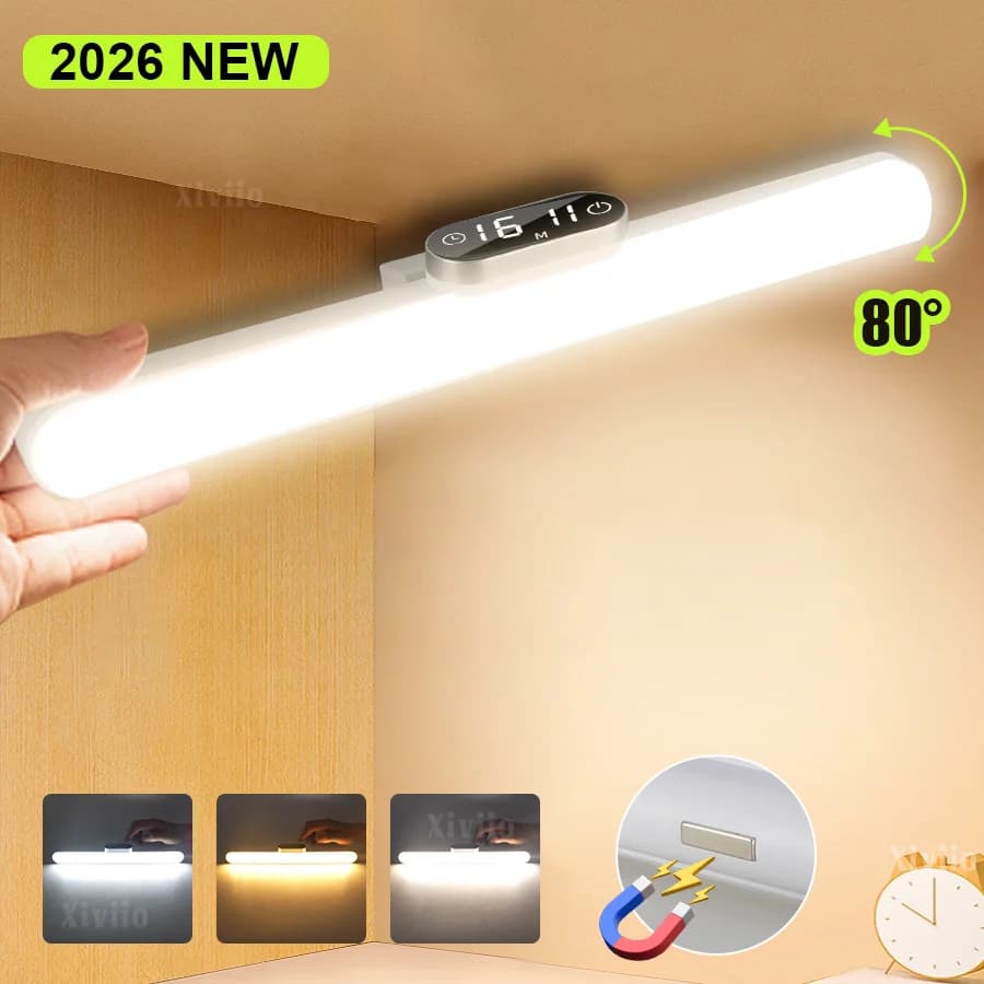 5,000mAh USB Rechargeable/Spin LED Table Lamp Continuous Dimmable Desk Lamp Touch Foldable Eye Protection Night Light Reading