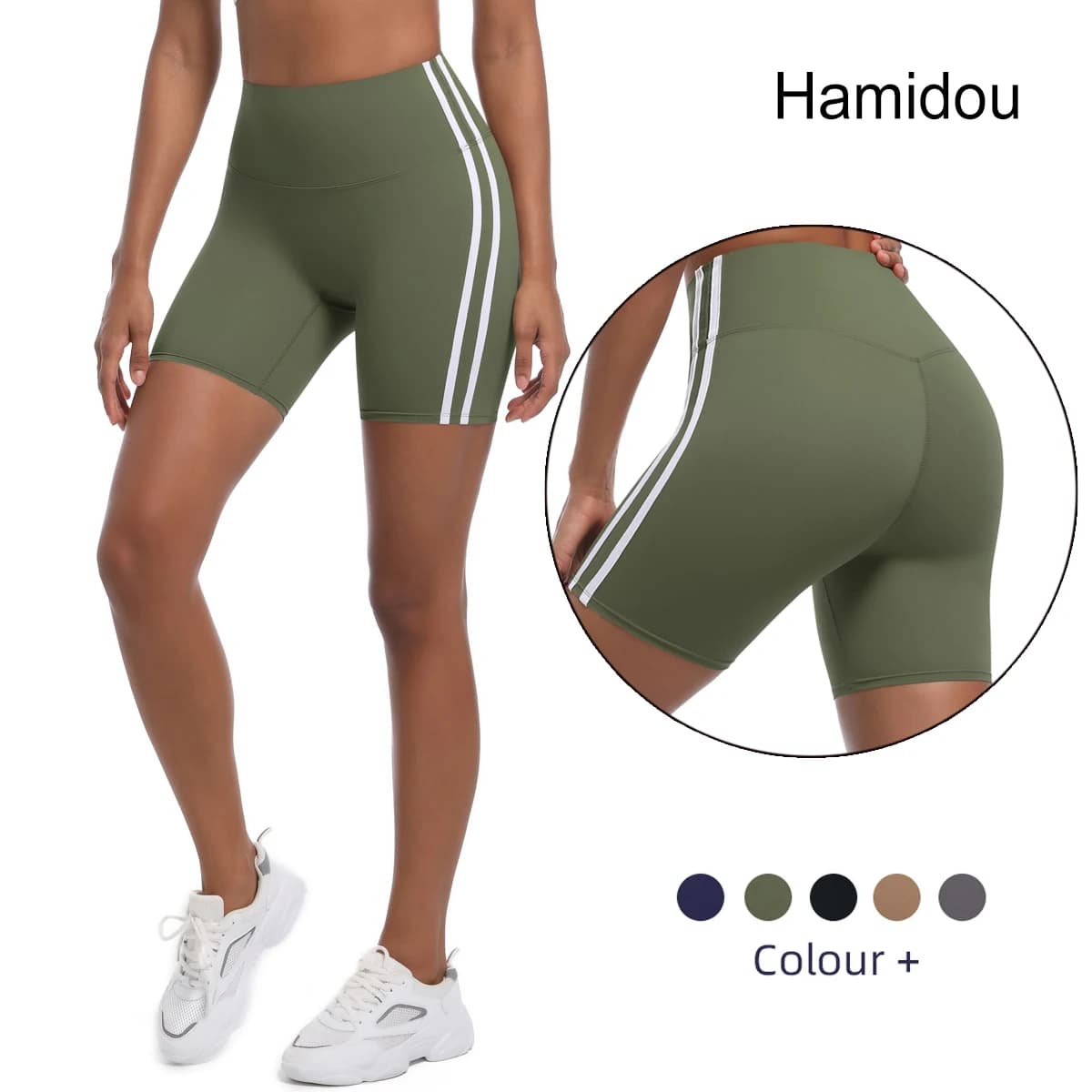 Pantaloncini da yoga a righe da ciclismo alla moda da donna 1PC Pantaloncini da yoga da corsa fitness da corsa traspiranti senza cuciture ad asciugatura rapida