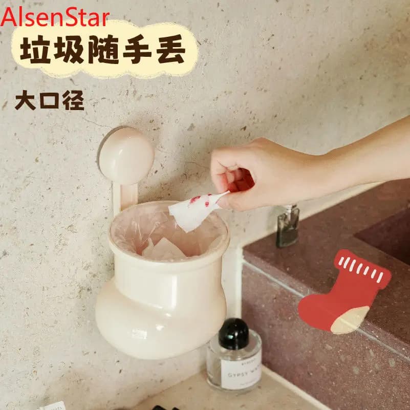 Elegante Cestino da Parete per Bagno con Ventosa, Contenitore per Rifiuti e Salviette, Cestino per Hotel, Camera da Letto e Scrivania