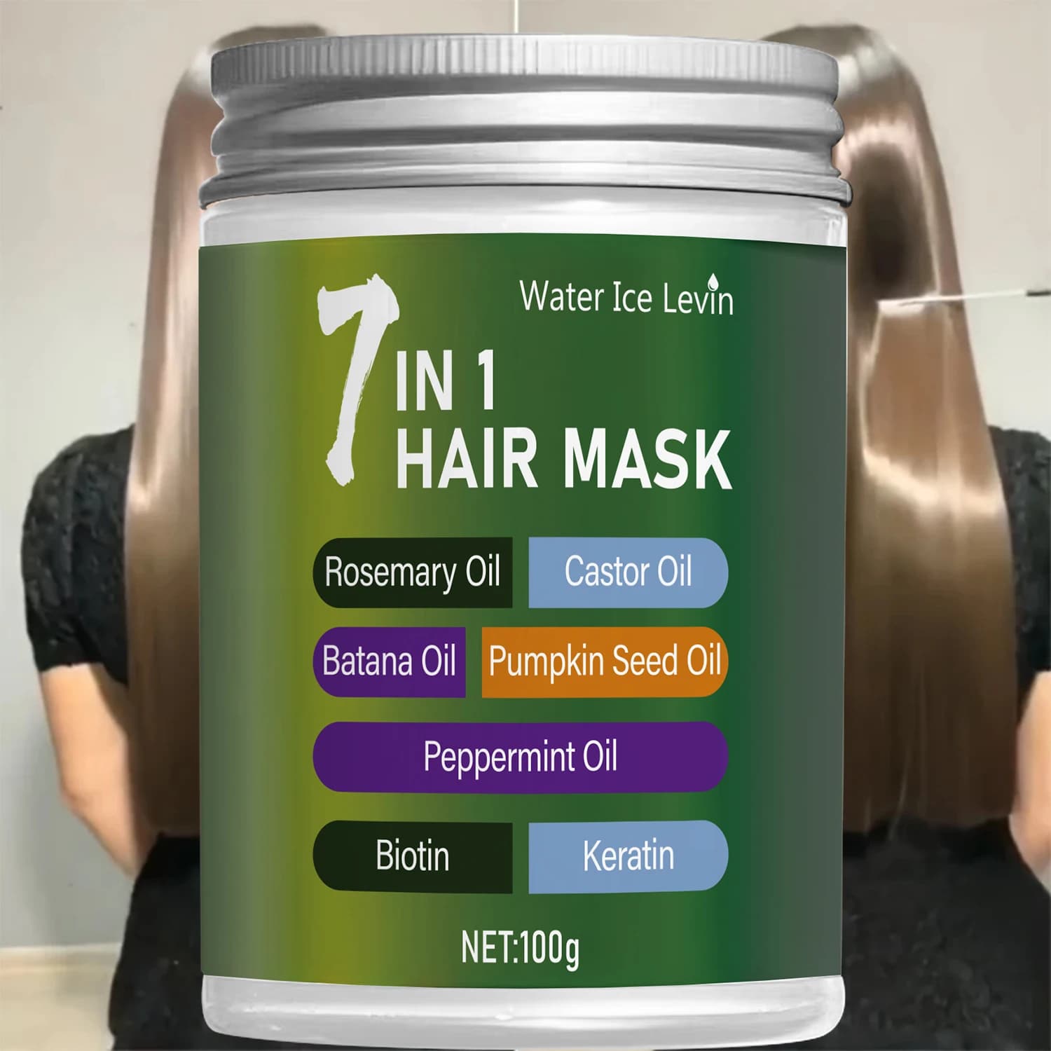 Hair mask 7 in 1 with biotin and keratin - Complex of vegetable oils for hydration and shine - Control of the frizz effect and care of the scalp